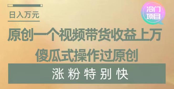 原创一个视频带货收益上万，傻瓜式操作过原创，几分钟做一个视频涨粉特别快【揭秘】-阿灿学库