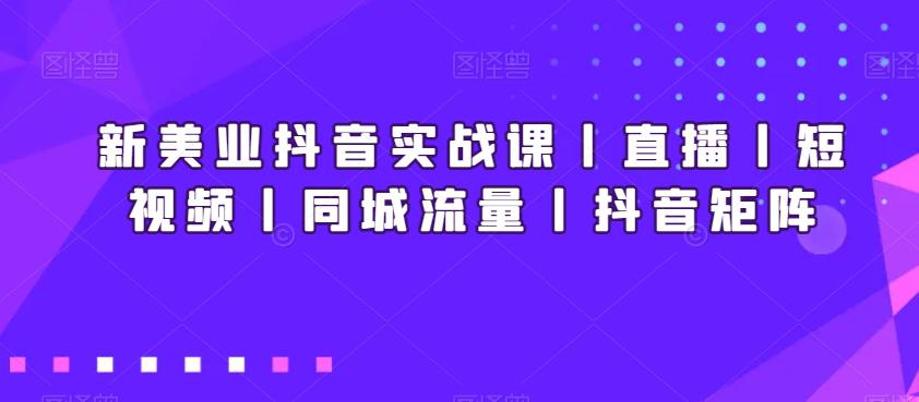 新美业抖音实战课丨直播丨短视频丨同城流量丨抖音矩阵 新美业抖音实战课丨直播丨短视频丨同城流量丨抖音矩阵