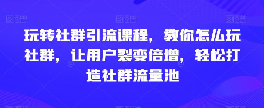 社群引流课程，教你怎么玩社群，让用户裂变倍增，轻松打造社群流量池-阿灿学库