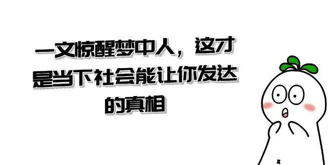 某公众号付费文章《一文 惊醒梦中人，这才是当下社会能让你发达的真相》-阿灿学库