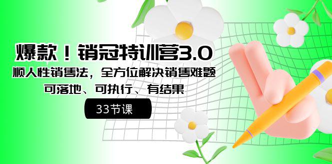 爆款！销冠特训营3.0之顺人性销售法，全方位解决销售难题、可落地、可执行、有结果-阿灿学库