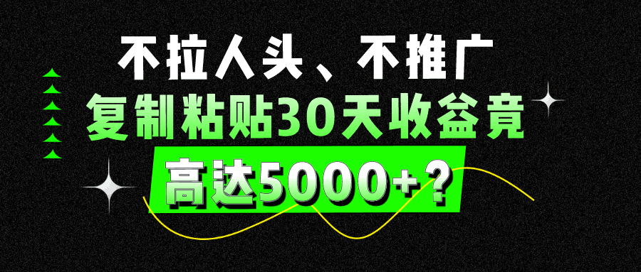 不拉人头、不推广，复制粘贴30天收益竟高达5000+？-阿灿学库