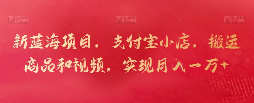 新蓝海项目，支付宝小店，搬运商品和视频，实现月入一万+【揭秘】-阿灿学库