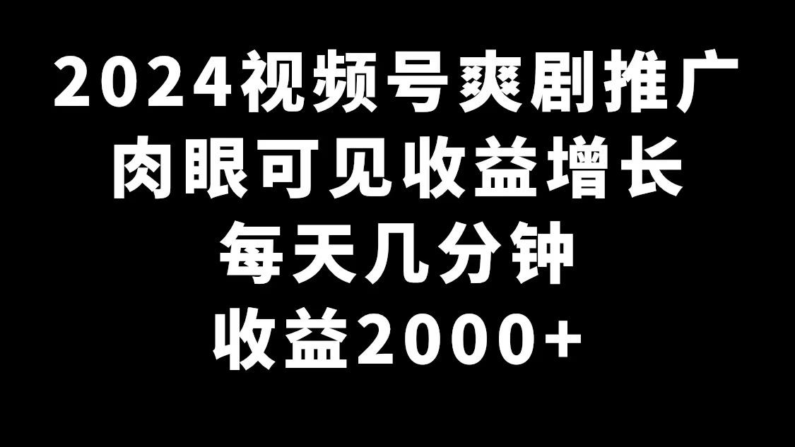 2024视频号爽剧推广，肉眼可见的收益增长，每天几分钟收益2000+-阿灿学库