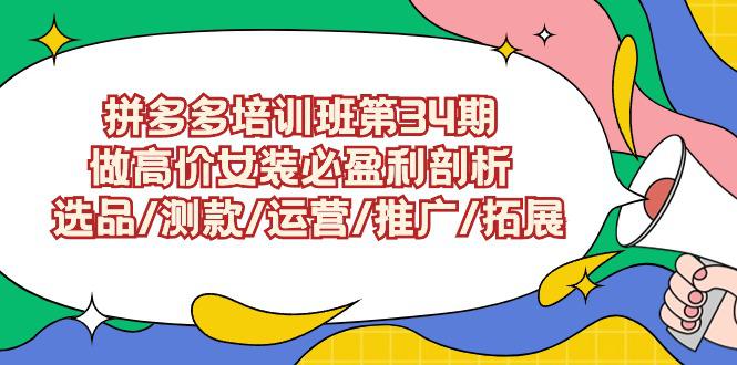 拼多多开店培训班第34期：做高价女装必盈利剖析 选品/测款/运营/推广/拓展-阿灿学库