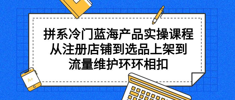 拼系冷门蓝海产品实操课程，从注册店铺到选品上架到流量维护环环相扣-阿灿学库