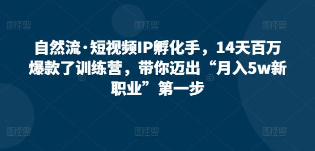 自然流·短视频IP孵化训练营,14天打造百万爆款,带你迈出“月入5W新职业”第一步 自然流·短视频IP孵化训练营,14天打造百万爆款,带你迈出“月入5W新职业”第一步