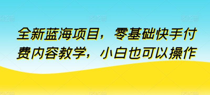 全新蓝海项目,零基础快手付费内容教学,小白也可以操作【揭秘】 -1 全新蓝海项目,零基础快手付费内容教学,小白也可以操作【揭秘】 -1
