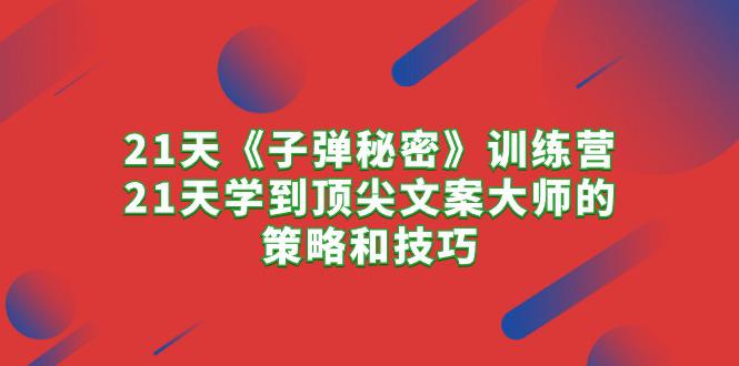 21天《子弹秘密》训练营，21天学到顶尖文案大师的策略和技巧-阿灿学库