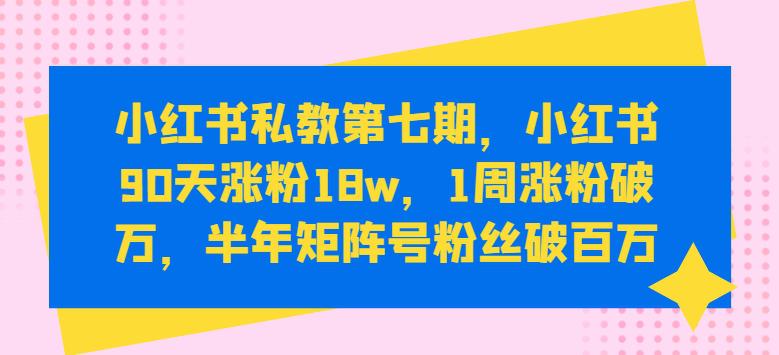 小红书私教第七期,小红书90天涨粉18W,1周涨粉破万,半年矩阵号粉丝破百万 -1 小红书私教第七期,小红书90天涨粉18W,1周涨粉破万,半年矩阵号粉丝破百万 -1