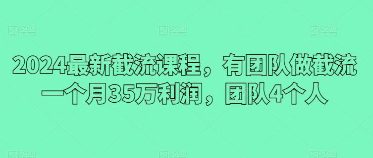 2024最新截流课程,有团队做截流一个月35万利润,团队4个人 -1 2024最新截流课程,有团队做截流一个月35万利润,团队4个人 -1