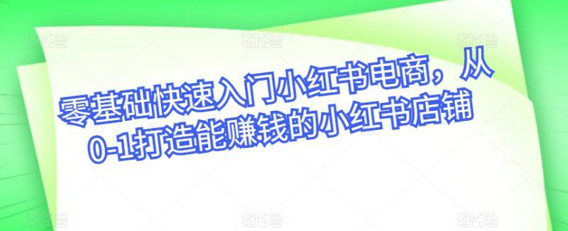 零基础快速入门小红书电商,从0-1打造能赚钱的小红书店铺 -1 零基础快速入门小红书电商,从0-1打造能赚钱的小红书店铺 -1