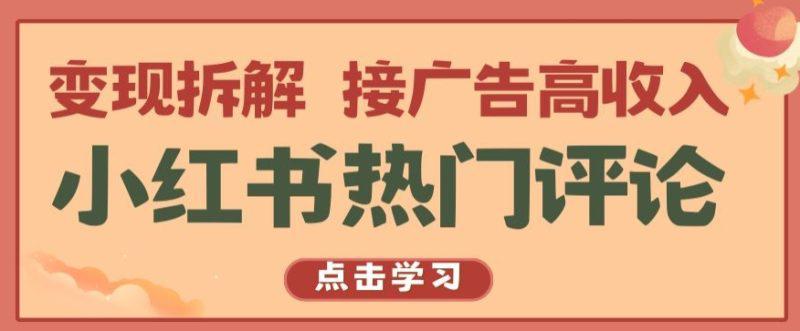 小红书热门评论，变现拆解，接广告高收入【揭秘 】 -1