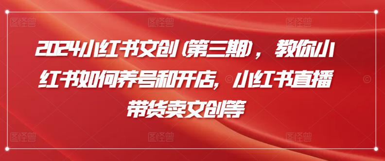 2024小红书攻略(第三期),从养号到直播带货,解锁文创产业新玩法 -1 2024小红书攻略(第三期),从养号到直播带货,解锁文创产业新玩法 -1