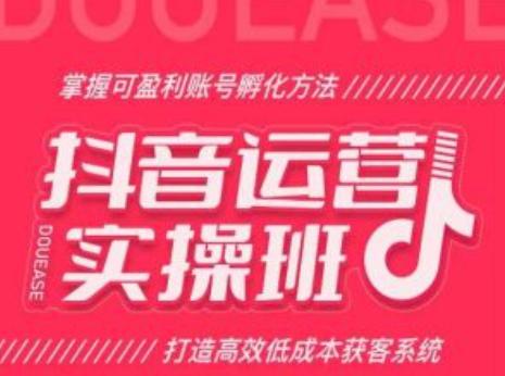 抖音运营实操班,掌握可盈利账号孵化方法,打造高效低成本获客系统 抖音运营实操班,掌握可盈利账号孵化方法,打造高效低成本获客系统