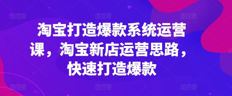 淘宝打造爆款系统运营课，淘宝新店运营思路，快速打造爆款-阿灿学库