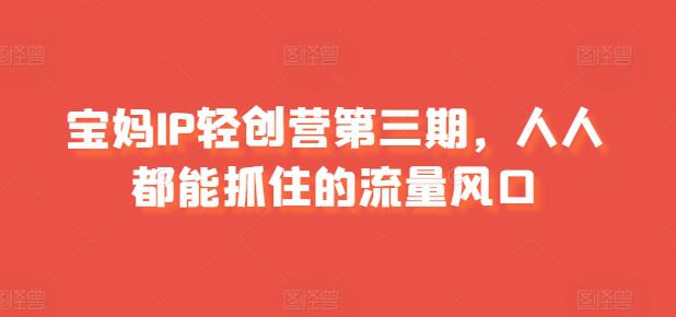 宝妈IP轻创营第三期,人人都能抓住的流量风口 -1 宝妈IP轻创营第三期,人人都能抓住的流量风口 -1