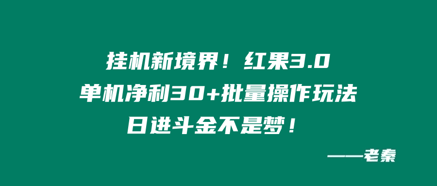 挂机新境界!红果3.0,单机净利30+批量操作玩法,日进斗金不是梦-阿灿学库