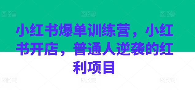 小红书爆单训练营,小红书开店,普通人逆袭的红利项目 -1 小红书爆单训练营,小红书开店,普通人逆袭的红利项目 -1