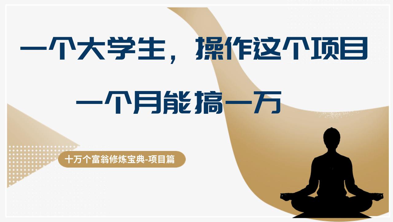 一个大学生，操作这个项目一个月能搞1w,轻松做到月入四位数-阿灿学库