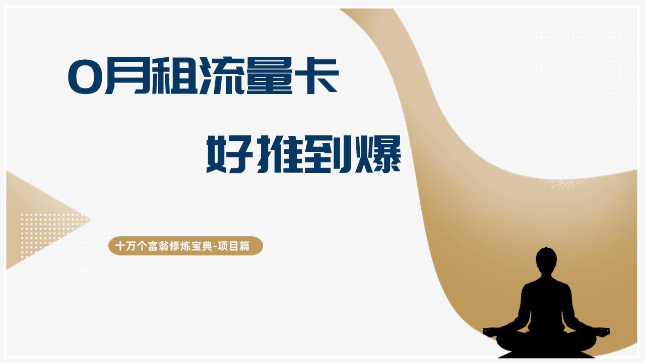十万个富翁修炼宝典0月租流量卡，好推到爆，详细教程-阿灿学库