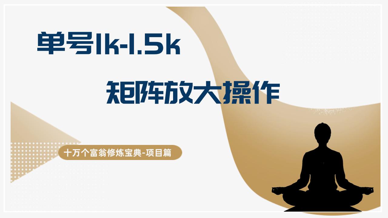 十万个富翁修炼宝典小红书商单，单号1k-1.5k，矩阵放大操作-阿灿学库