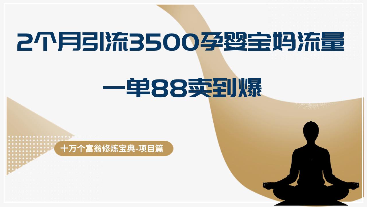 十万个富翁修炼宝典2个月引流3500孕婴宝妈流量，一单88卖到爆-阿灿学库