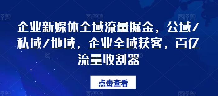 企业新媒体全域流量掘金,公域/私域/地域,企业全域获客,百亿流量收割器 -1 企业新媒体全域流量掘金,公域/私域/地域,企业全域获客,百亿流量收割器 -1