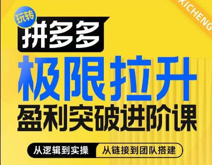 拼多多极限拉升盈利突破进阶课,从算法到玩法,从玩法到团队搭建,体系化系统性帮助商家实现利润提升 -1 拼多多极限拉升盈利突破进阶课,从算法到玩法,从玩法到团队搭建,体系化系统性帮助商家实现利润提升 -1
