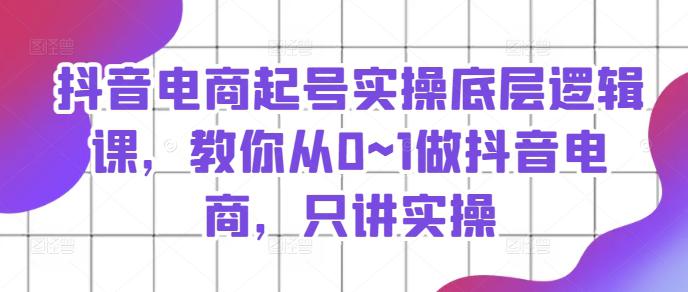 抖音电商起号实操底层逻辑课,教你从0~1做抖音电商,只讲实操 -1 抖音电商起号实操底层逻辑课,教你从0~1做抖音电商,只讲实操 -1