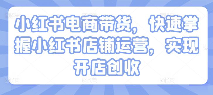 小红书电商带货,快速掌握小红书店铺运营,实现开店创收 小红书电商带货,快速掌握小红书店铺运营,实现开店创收