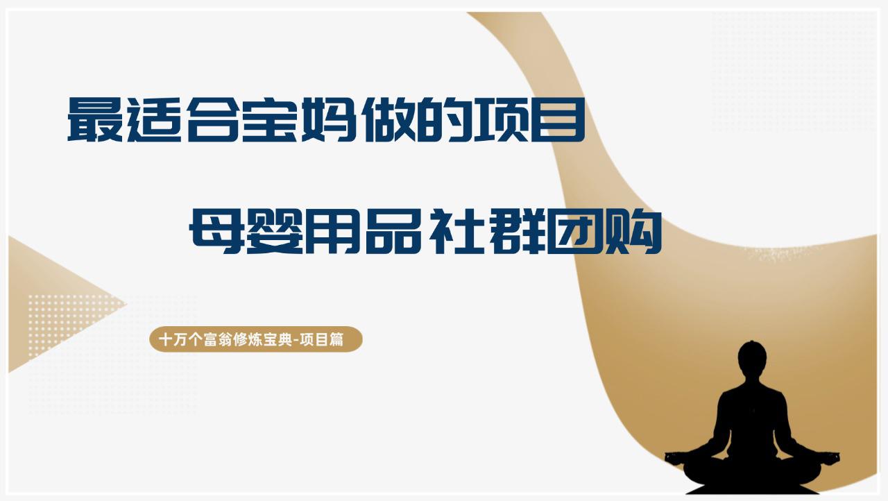 十万个富翁修炼宝典最适合宝妈做的项目，母婴用品社群团购-阿灿学库