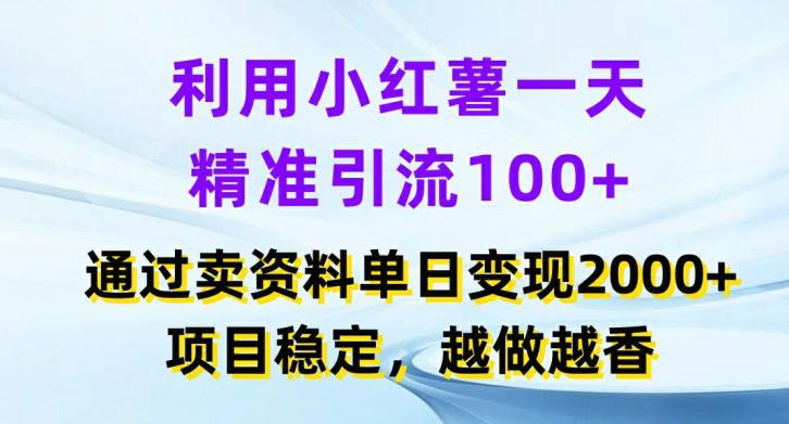 利用小红书一天精准引流100+,通过卖项目单日变现2K+,项目稳定,越做越香【揭秘】 -1 利用小红书一天精准引流100+,通过卖项目单日变现2K+,项目稳定,越做越香【揭秘】 -1