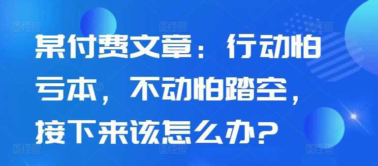 某付费文章：行动怕亏本，不动怕踏空，接下来该怎么办?-阿灿学库