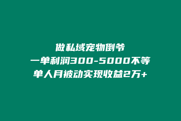 做私域宠物倒爷，一单利润300-5000不等，单人月轻松实现被动收益2万+-阿灿学库