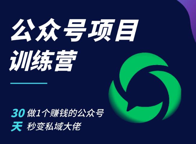 公众号项目训练营,30天做1个赚钱的公众号,秒变私域大佬 公众号项目训练营,30天做1个赚钱的公众号,秒变私域大佬