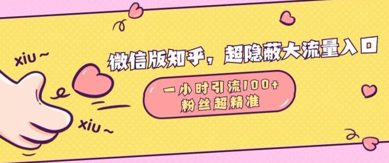 微信版知乎,超隐蔽流量入口1小时引流100人,粉丝质量超高【揭秘】 -1 微信版知乎,超隐蔽流量入口1小时引流100人,粉丝质量超高【揭秘】 -1
