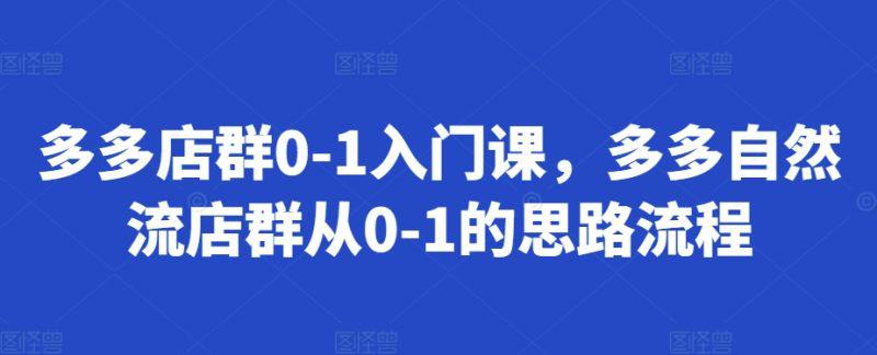 多多店群0-1入门课,多多自然流店群从0-1的思路流程 -1 多多店群0-1入门课,多多自然流店群从0-1的思路流程 -1