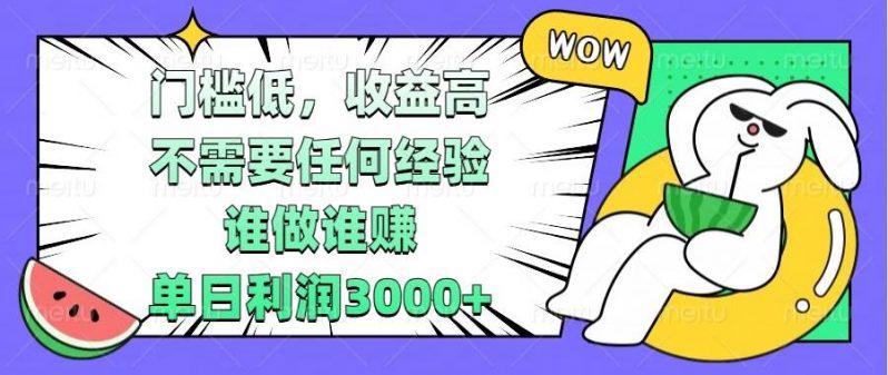 门槛低，收益高，不需要任何经验，谁做谁赚，单日利润3000+-阿灿学库