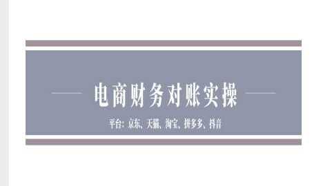 电商财务对账实操-京东天猫淘宝拼多多抖音电商财务对账 -1 电商财务对账实操-京东天猫淘宝拼多多抖音电商财务对账 -1