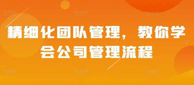 精细化团队管理,教你学会公司管理流程 -1 精细化团队管理,教你学会公司管理流程 -1