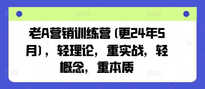 老A营销训练营(更24年12月),轻理论,重实战,轻概念,重本质 -1 老A营销训练营(更24年12月),轻理论,重实战,轻概念,重本质 -1