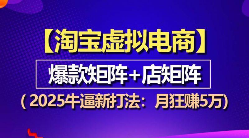 【淘宝虚拟项目】2025牛逼新打法：爆款矩阵+店矩阵，月狂赚5万-阿灿学库