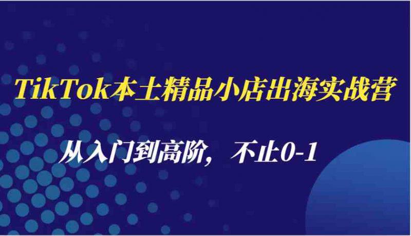 TikTok本土精品小店出海实战营,从入门到高阶,不止0-1 -1 TikTok本土精品小店出海实战营,从入门到高阶,不止0-1 -1