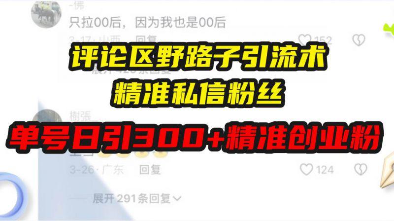 评论区野路子引流术,精准私信粉丝,单号日引流300+精准创业粉 -1 评论区野路子引流术,精准私信粉丝,单号日引流300+精准创业粉 -1