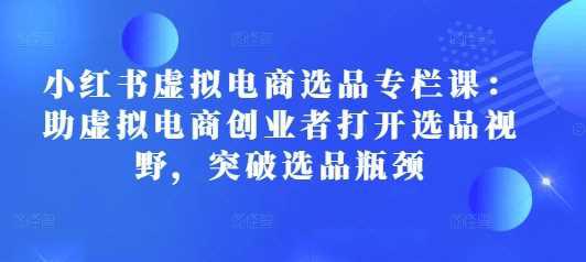 小红书虚拟电商选品专栏课:助虚拟电商创业者打开选品视野,突破选品瓶颈 -1 小红书虚拟电商选品专栏课:助虚拟电商创业者打开选品视野,突破选品瓶颈 -1