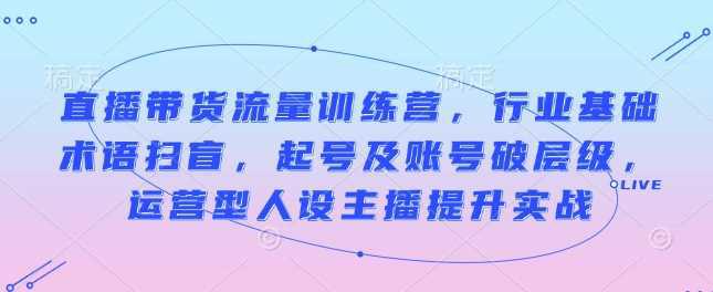 直播带货流量训练营,行业基础术语扫盲,起号及账号破层级,运营型人设主播提升实战 -1 直播带货流量训练营,行业基础术语扫盲,起号及账号破层级,运营型人设主播提升实战 -1
