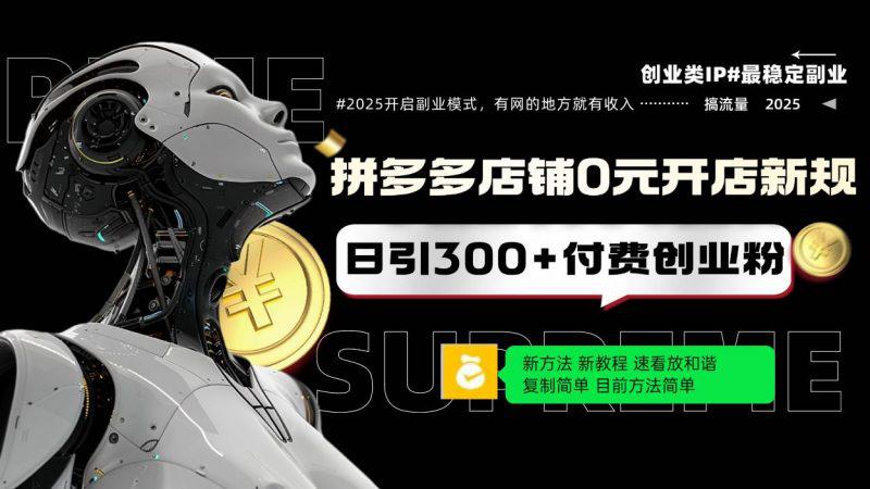 拼多多店铺0元开店新规，日引300+付费创业粉，目前方法简单复制粘贴可矩阵-阿灿学库