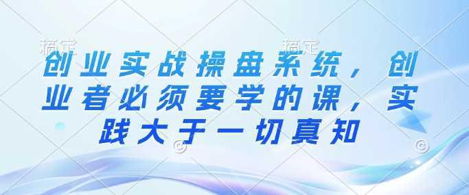 创业实战操盘系统,创业者必须要学的课,实践大于一切真知 -1 创业实战操盘系统,创业者必须要学的课,实践大于一切真知 -1