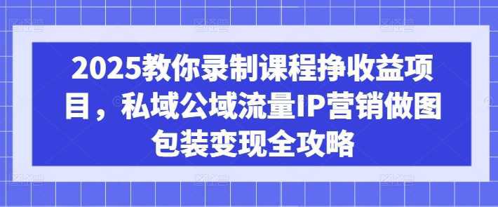 2025教你录制课程挣收益项目，私域公域流量IP营销做图包装变现全攻略-阿灿学库